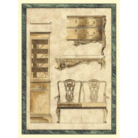 Chippendale Furniture I White Modern Wood Framed Art Print by Vision Studio