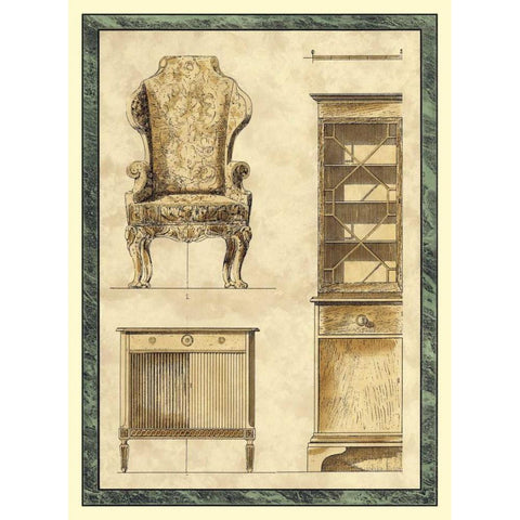 Chippendale Furniture II Black Modern Wood Framed Art Print with Double Matting by Vision Studio