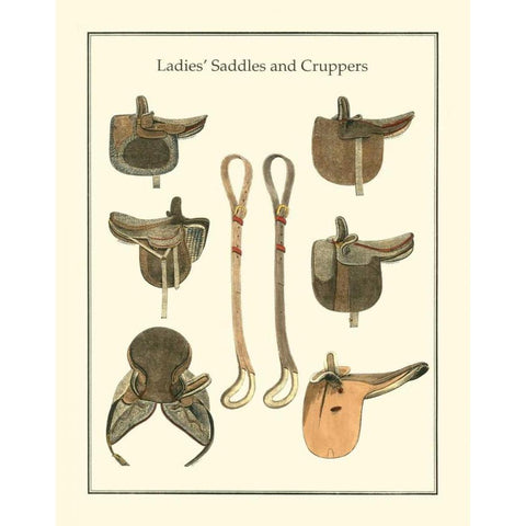 Ladies Saddles White Modern Wood Framed Art Print by Vision Studio