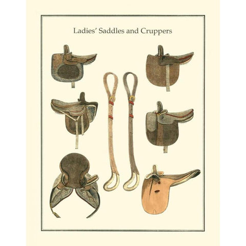 Ladies Saddles Gold Ornate Wood Framed Art Print with Double Matting by Vision Studio