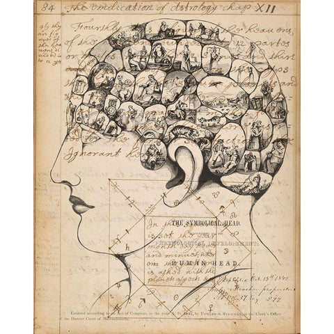 Phrenology Bookpage White Modern Wood Framed Art Print by Goldberger, Jennifer