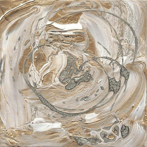Silver and Gold I Black Modern Wood Framed Art Print by Ludwig, Alicia