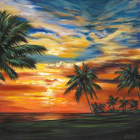 Stunning Tropical Sunset II White Modern Wood Framed Art Print by Vitaletti, Carolee