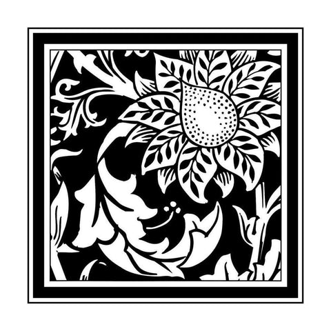 BandW Graphic Floral Motif II Black Modern Wood Framed Art Print with Double Matting by Vision Studio