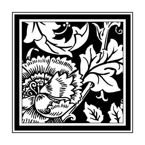 BandW Graphic Floral Motif III Black Modern Wood Framed Art Print by Vision Studio