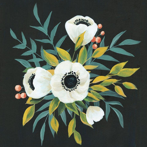 Anemone Posy II Black Modern Wood Framed Art Print with Double Matting by Popp, Grace