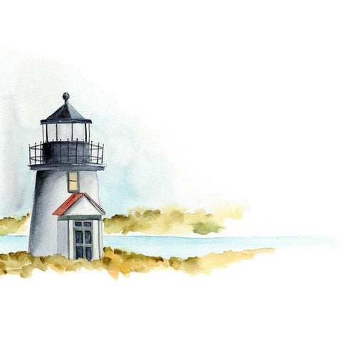 Ocean Beacon I White Modern Wood Framed Art Print by Moore, Regina