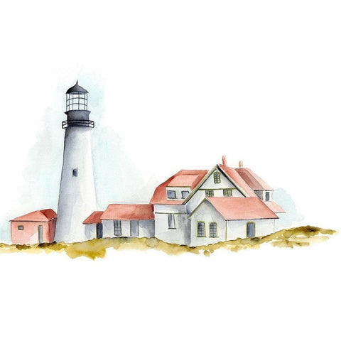 Ocean Beacon II White Modern Wood Framed Art Print by Moore, Regina