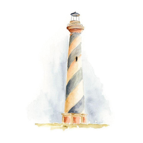 Ocean Beacon III White Modern Wood Framed Art Print by Moore, Regina