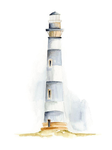 Ocean Beacon IV White Modern Wood Framed Art Print with Double Matting by Moore, Regina