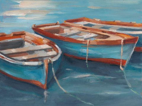 Tethered Row Boats II Black Ornate Wood Framed Art Print with Double Matting by Harper, Ethan