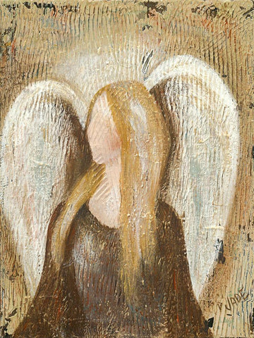 Angel White Modern Wood Framed Art Print with Double Matting by Reynolds, Jade