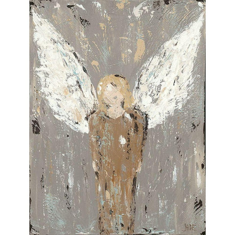 Angel Guardian Black Modern Wood Framed Art Print with Double Matting by Reynolds, Jade