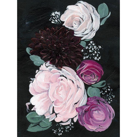 Dark and Dreamy Floral I Gold Ornate Wood Framed Art Print with Double Matting by Parker, Jennifer Paxton