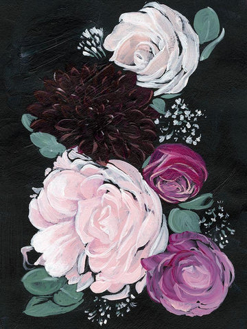 Dark and Dreamy Floral I Black Ornate Wood Framed Art Print with Double Matting by Parker, Jennifer Paxton