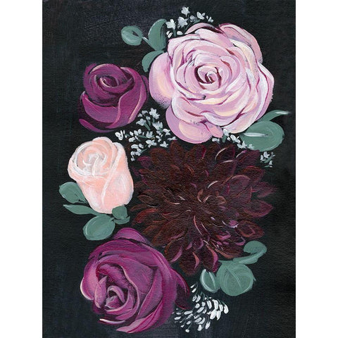 Dark and Dreamy Floral II White Modern Wood Framed Art Print by Parker, Jennifer Paxton