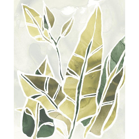 Batik Leaves III White Modern Wood Framed Art Print by Vess, June Erica