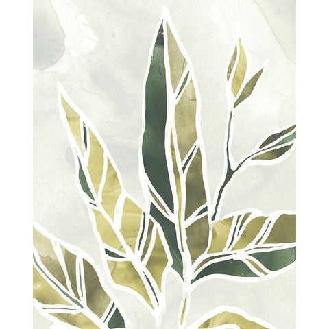 Batik Leaves IV Black Modern Wood Framed Art Print with Double Matting by Vess, June Erica