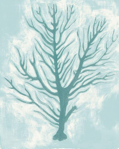 Living Teal I White Modern Wood Framed Art Print with Double Matting by Popp, Grace