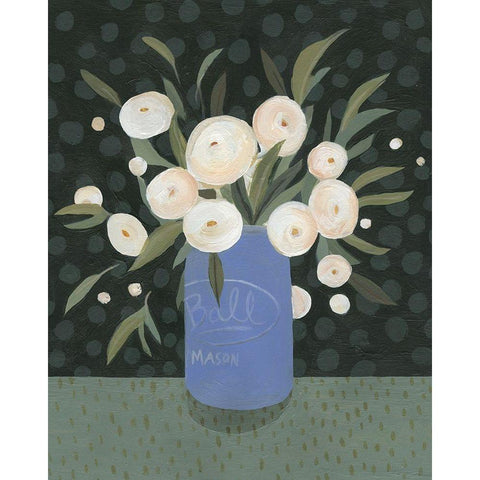 Mason Jar Bouquet I White Modern Wood Framed Art Print by Scarvey, Emma