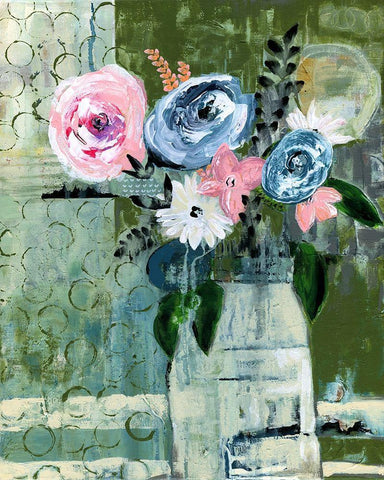 Modern Floral Circle Black Ornate Wood Framed Art Print with Double Matting by Daavettila, Tara