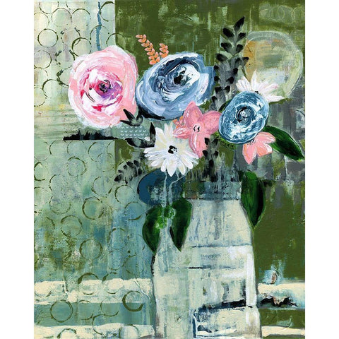 Modern Floral Circle Black Modern Wood Framed Art Print by Daavettila, Tara