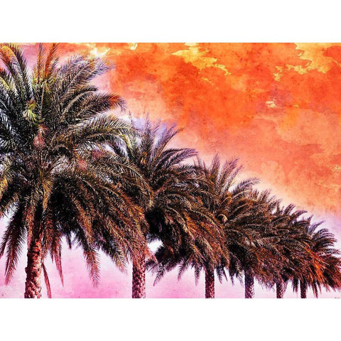 Hifi Palms III Gold Ornate Wood Framed Art Print with Double Matting by Nall, Skip