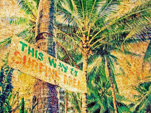 Grunge Beach I White Modern Wood Framed Art Print with Double Matting by Nall, Skip