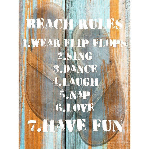 Beach Rules I Gold Ornate Wood Framed Art Print with Double Matting by Nall|Skip