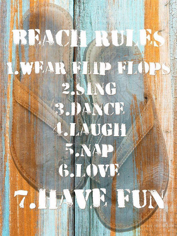 Beach Rules I Black Ornate Wood Framed Art Print with Double Matting by Nall|Skip