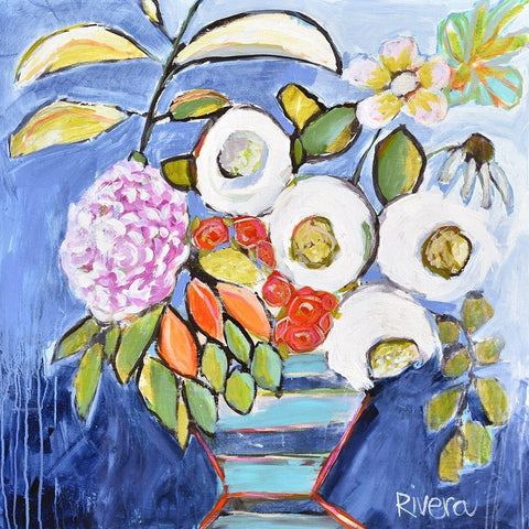 Summer Lovin II White Modern Wood Framed Art Print with Double Matting by Rivera, Michelle