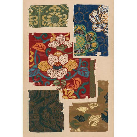 Japanese Textile Design IV Gold Ornate Wood Framed Art Print with Double Matting by Seizan, Ema