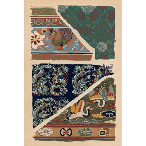 Japanese Textile Design VI Gold Ornate Wood Framed Art Print with Double Matting by Seizan, Ema