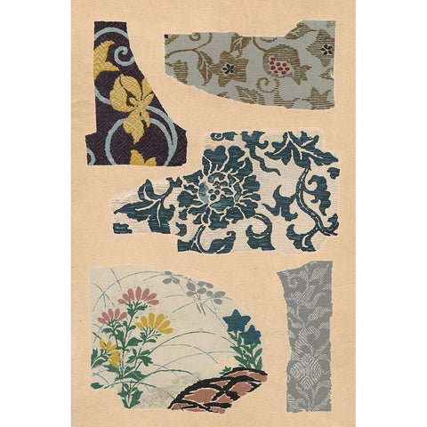 Japanese Textile Design VII Gold Ornate Wood Framed Art Print with Double Matting by Seizan, Ema