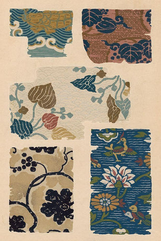 Japanese Textile Design VIII White Modern Wood Framed Art Print with Double Matting by Seizan, Ema