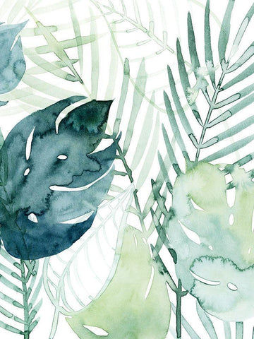 Palm Pieces I White Modern Wood Framed Art Print with Double Matting by Popp, Grace