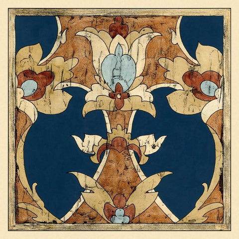 Vintage Woodblock IV Gold Ornate Wood Framed Art Print with Double Matting by Zarris, Chariklia