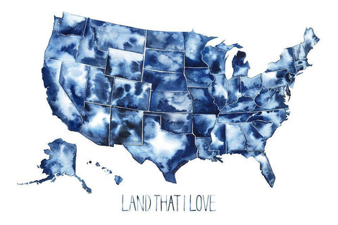 Land that I Love White Modern Wood Framed Art Print with Double Matting by Popp, Grace