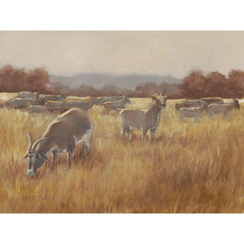 Grazing Goats II Gold Ornate Wood Framed Art Print with Double Matting by Harper, Ethan