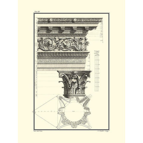 B and W Column and Cornice II Black Modern Wood Framed Art Print by Borra, Giovanni