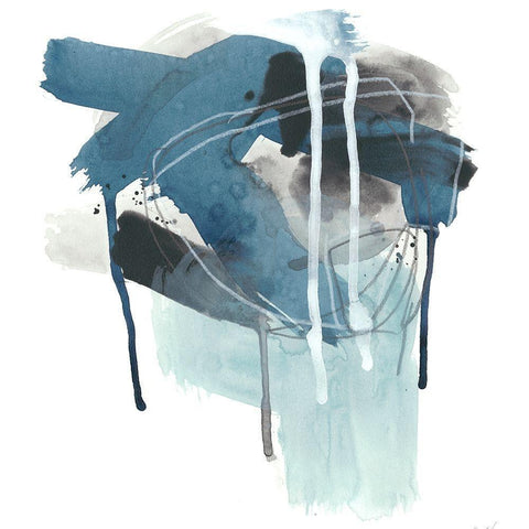 Incidental Indigo III Black Modern Wood Framed Art Print with Double Matting by Vess, June Erica