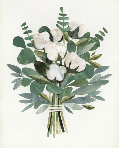 Cut Paper Bouquet III White Modern Wood Framed Art Print with Double Matting by Borges, Victoria