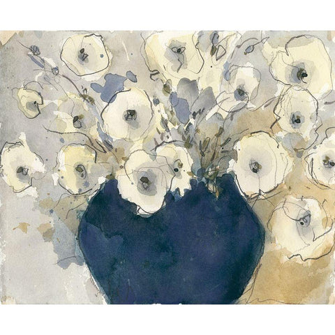 White Blossom Study II Black Modern Wood Framed Art Print with Double Matting by Dixon, Samuel