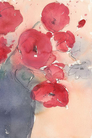 Pop of Red II White Modern Wood Framed Art Print with Double Matting by Dixon, Samuel