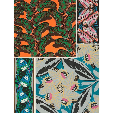 Decorative Butterflies II White Modern Wood Framed Art Print by Seguy, Eugene