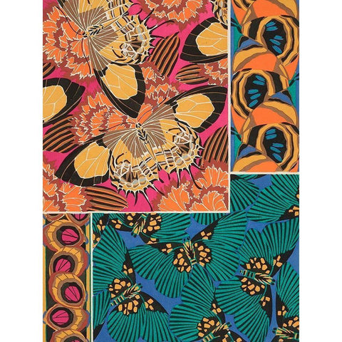 Decorative Butterflies III Gold Ornate Wood Framed Art Print with Double Matting by Seguy, Eugene