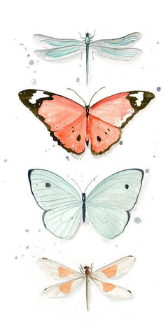 Summer Butterflies I White Modern Wood Framed Art Print with Double Matting by Parker, Jennifer Paxton