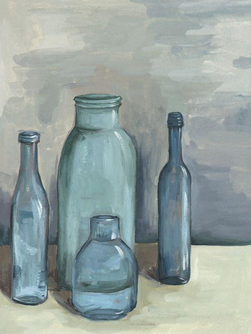 Still Life with Bottles I White Modern Wood Framed Art Print with Double Matting by Wang, Melissa