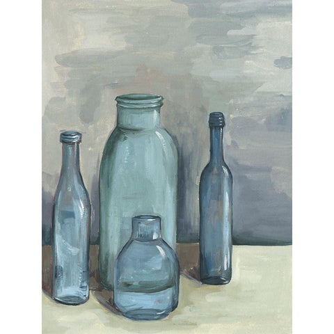 Still Life with Bottles I Black Modern Wood Framed Art Print by Wang, Melissa