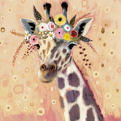 Klimt Giraffe I White Modern Wood Framed Art Print by Borges, Victoria